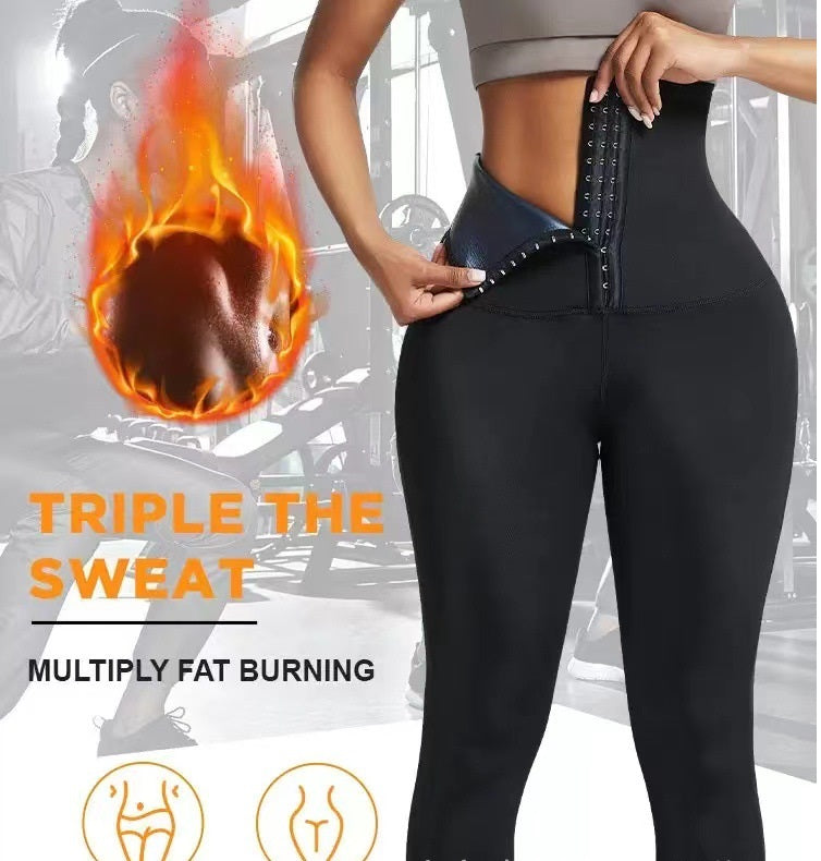 Semi-coated thick-waisted high-waisted stepless sweatpants belted yoga pants