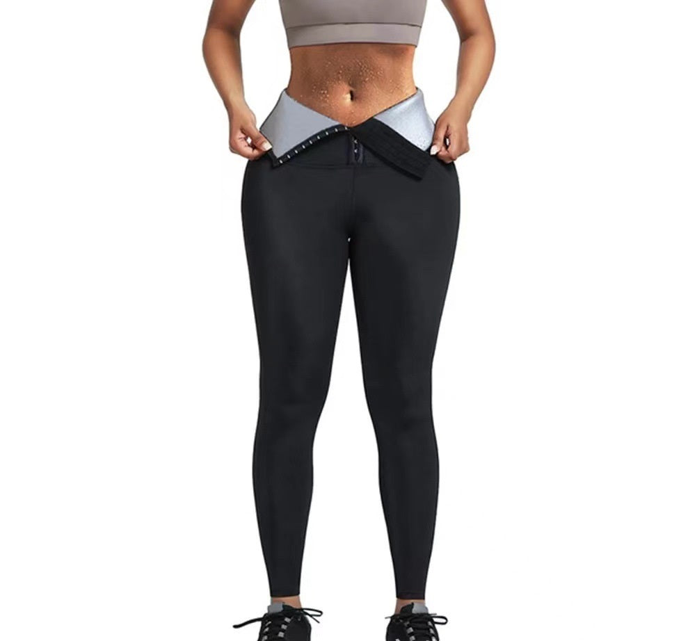 Semi-coated thick-waisted high-waisted stepless sweatpants belted yoga pants