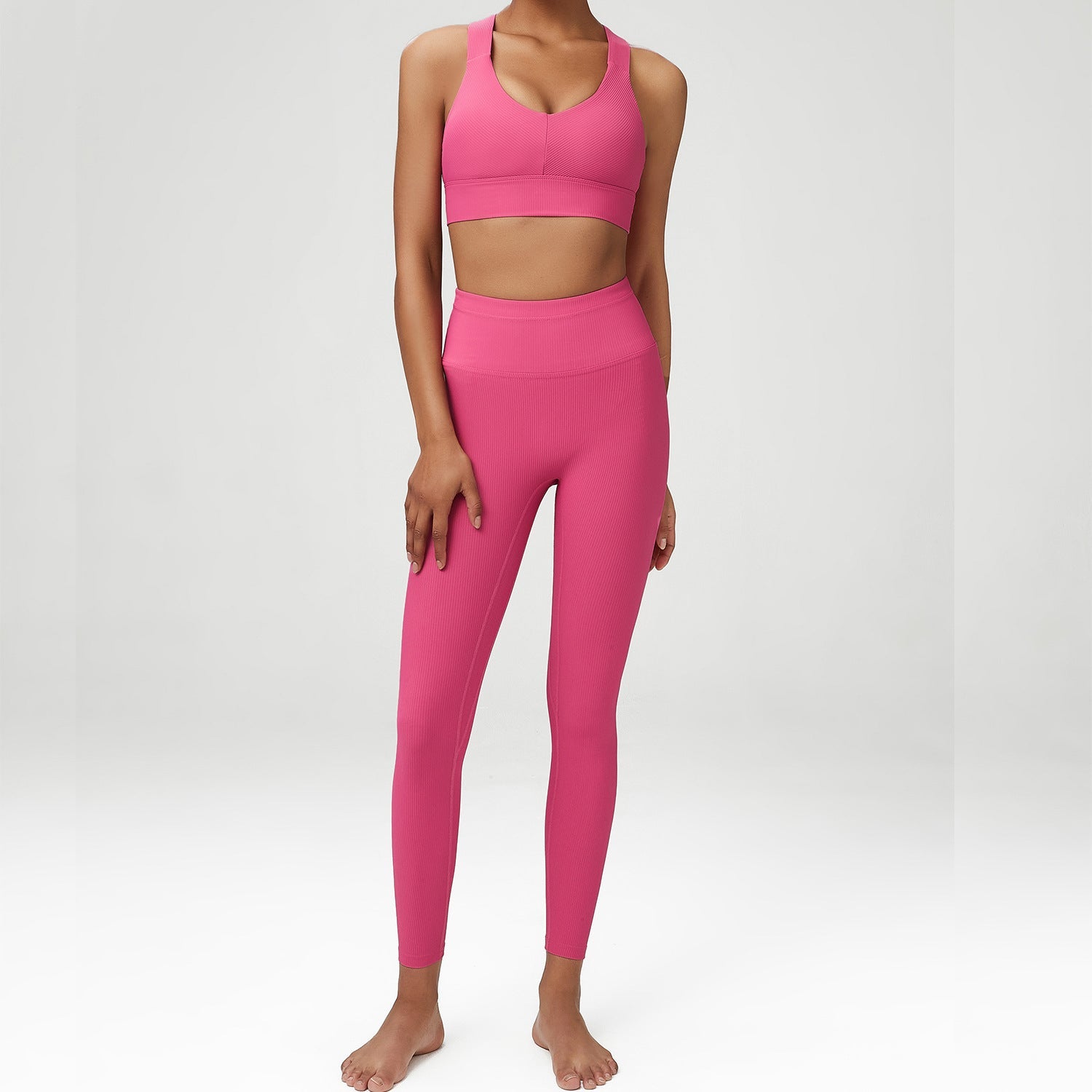 Nude trackless sports yoga wear Two-piece Suit 5 Colors