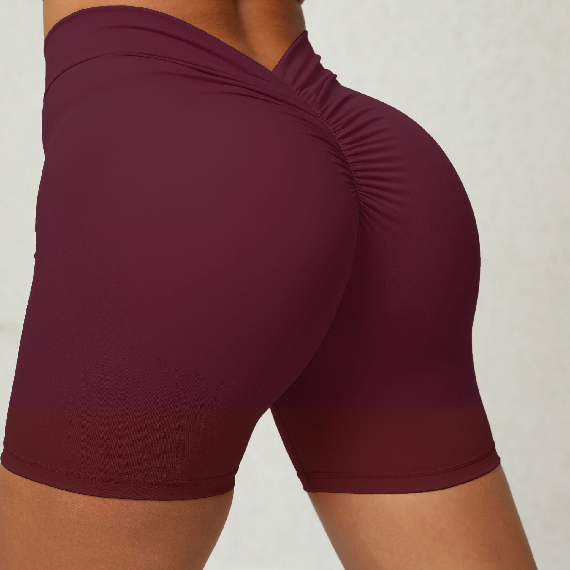 Back Waist Deep V-shaped Wrinkle Tight Hip Peach Hip Fitness  yoga Shorts 15 Colors