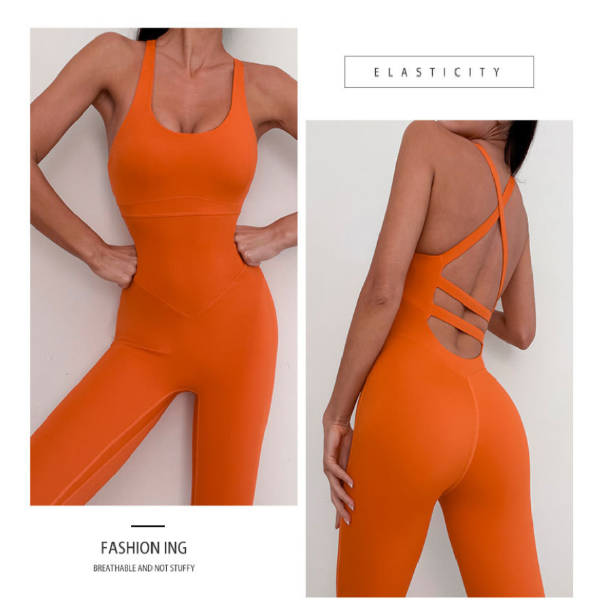 Bodysuit tight sleeveless high elastic fitness suit women hollow back sports yoga dress 6 colors