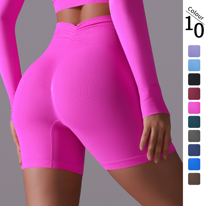 Seamless peach hip high waist tight cheap yoga shorts 10 colors