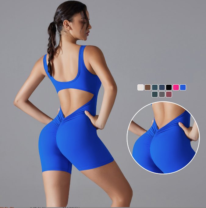 Waist tight shorts one-piece yoga suit