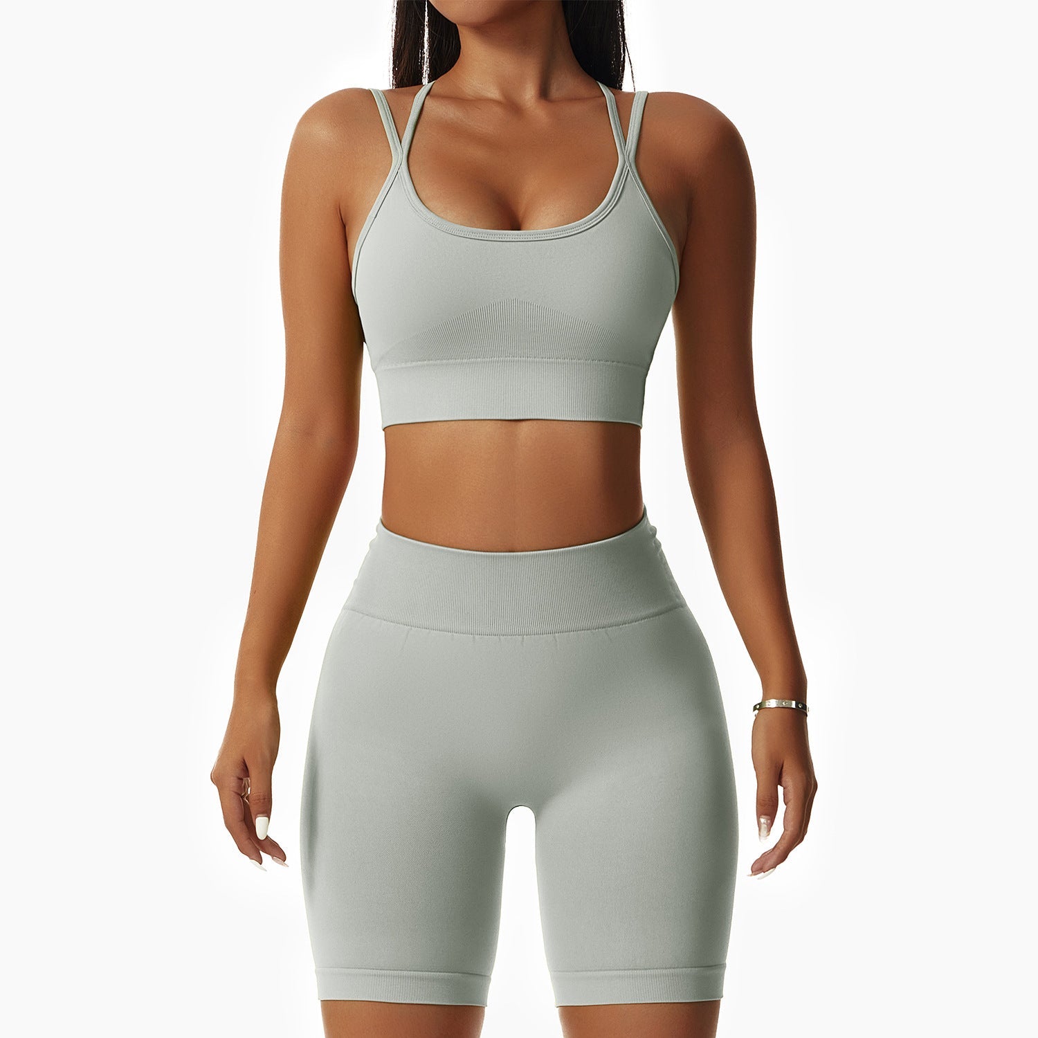 Tight butt lift, beautiful back hanging neck shorts Yoga suit set 7 colors