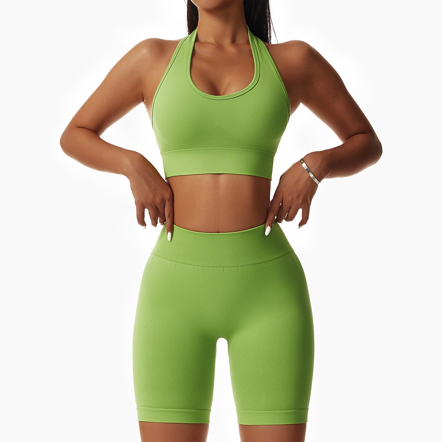 Tight butt lift, beautiful back hanging neck shorts Yoga suit set 7 colors