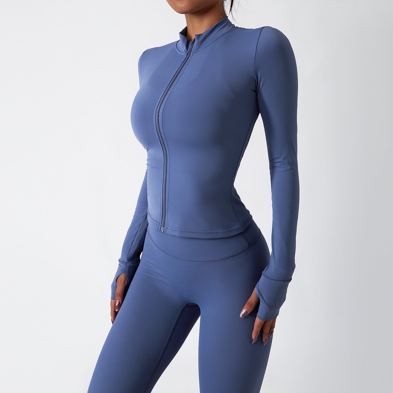 Nude yoga suit women autumn and winter zipper long sleeve fitness suit set