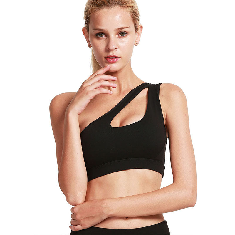 Unrimmed sports one-shoulder bra shock - resistant sports underwear