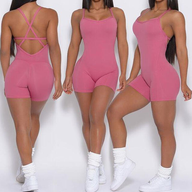 Sexy hip-raising  backless cross solid color for woman