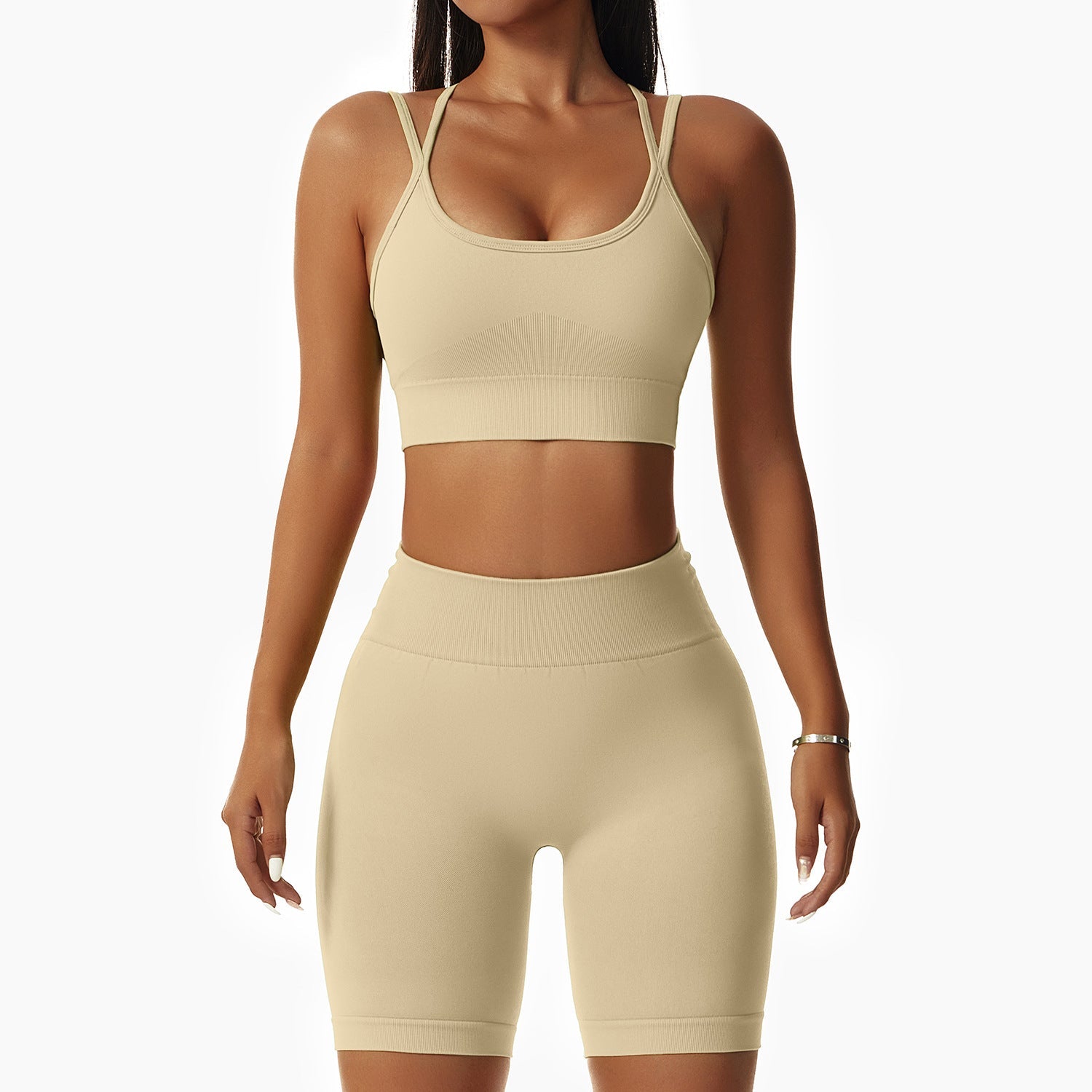 Tight butt lift, beautiful back hanging neck shorts Yoga suit set 7 colors