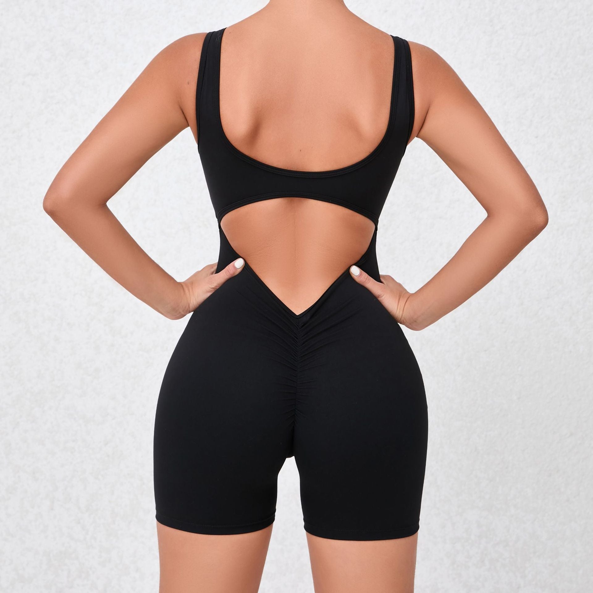 Quick-drying nude workout jumpsuit all-in-one V-shape back yoga suit 8colors