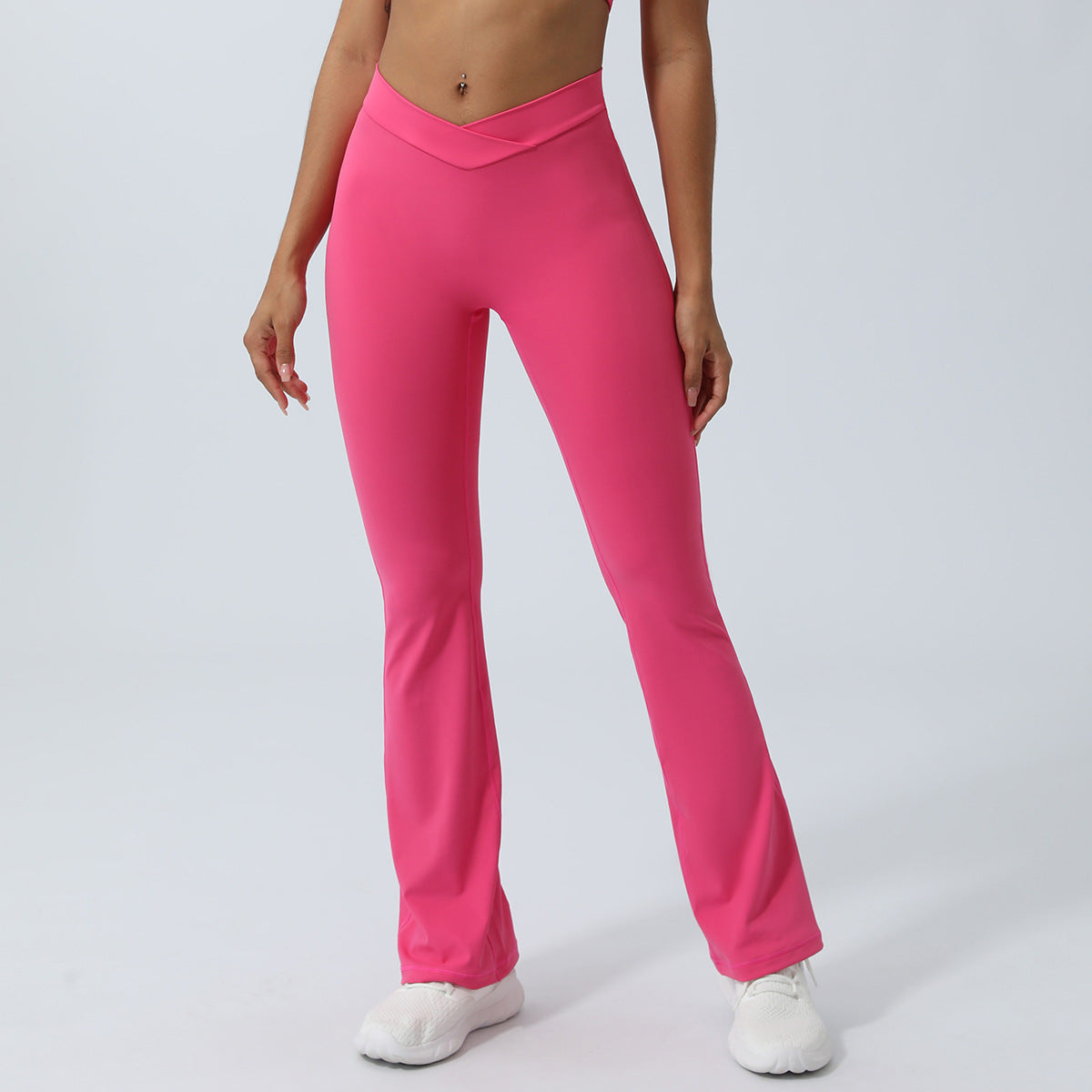 Cross V-shape fitness Flare shrink peach without T-line quick dry yoga pants