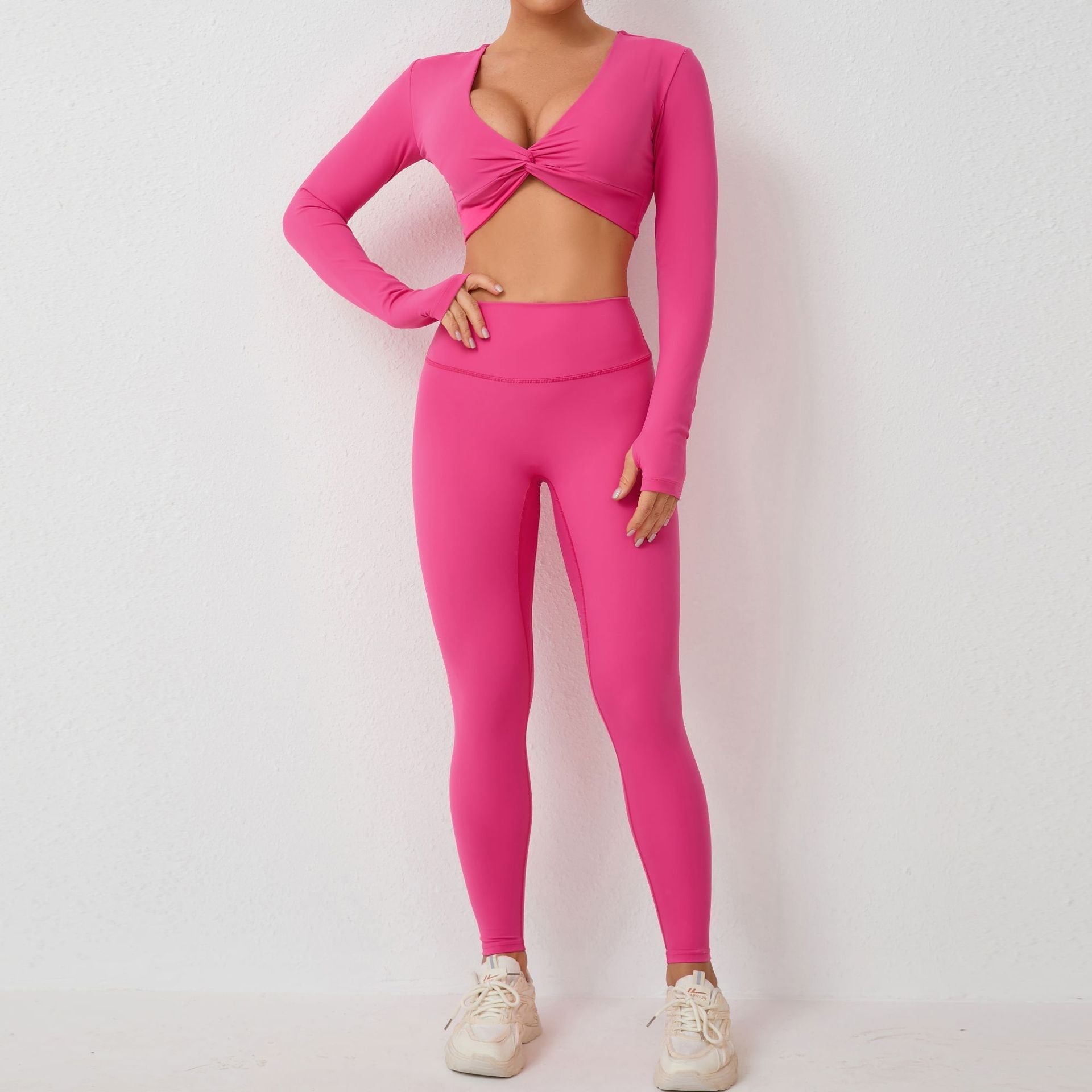 Finger long sleeve yoga suit sexy outside to wear tight 4colors