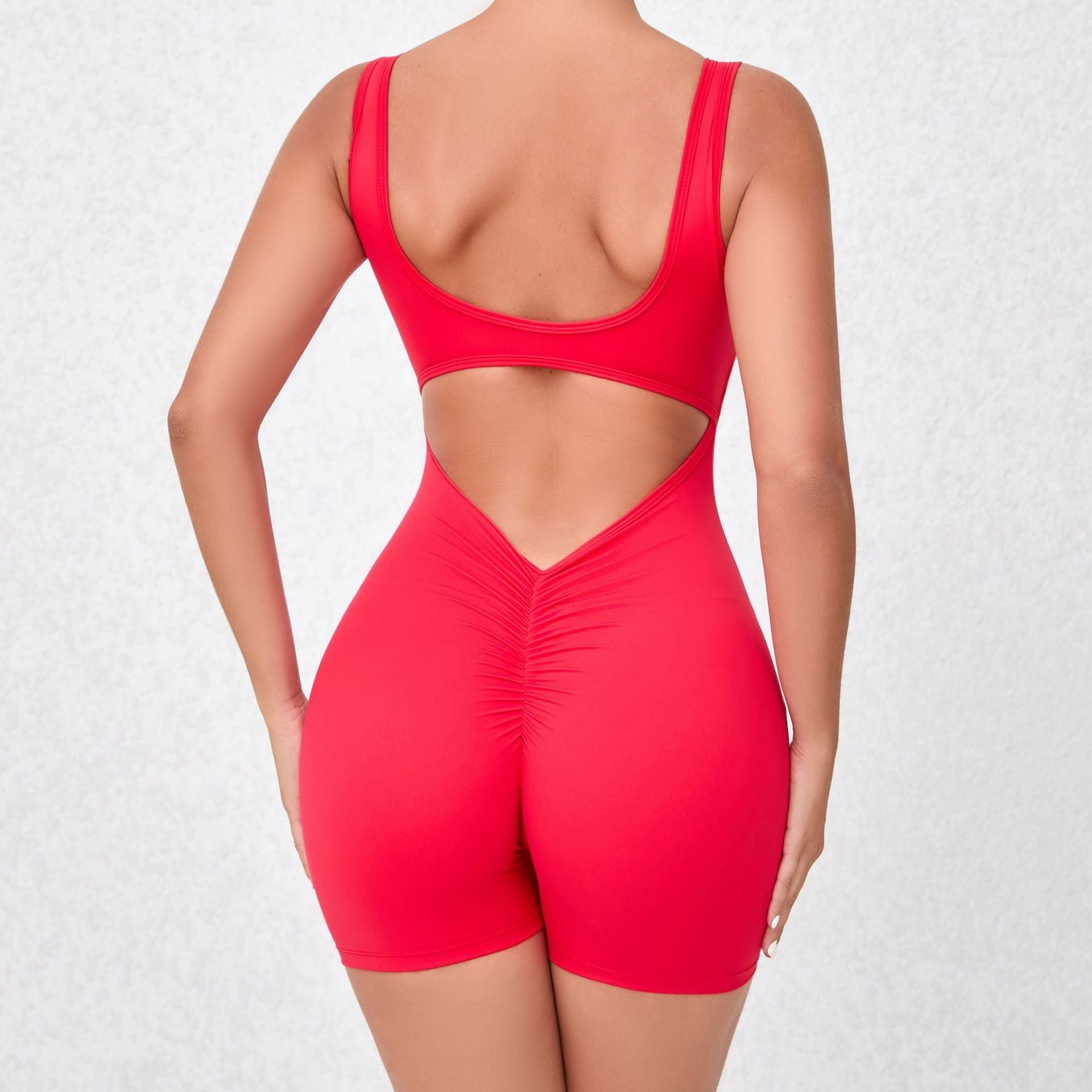 Quick-drying nude workout jumpsuit all-in-one V-shape back yoga suit 8colors