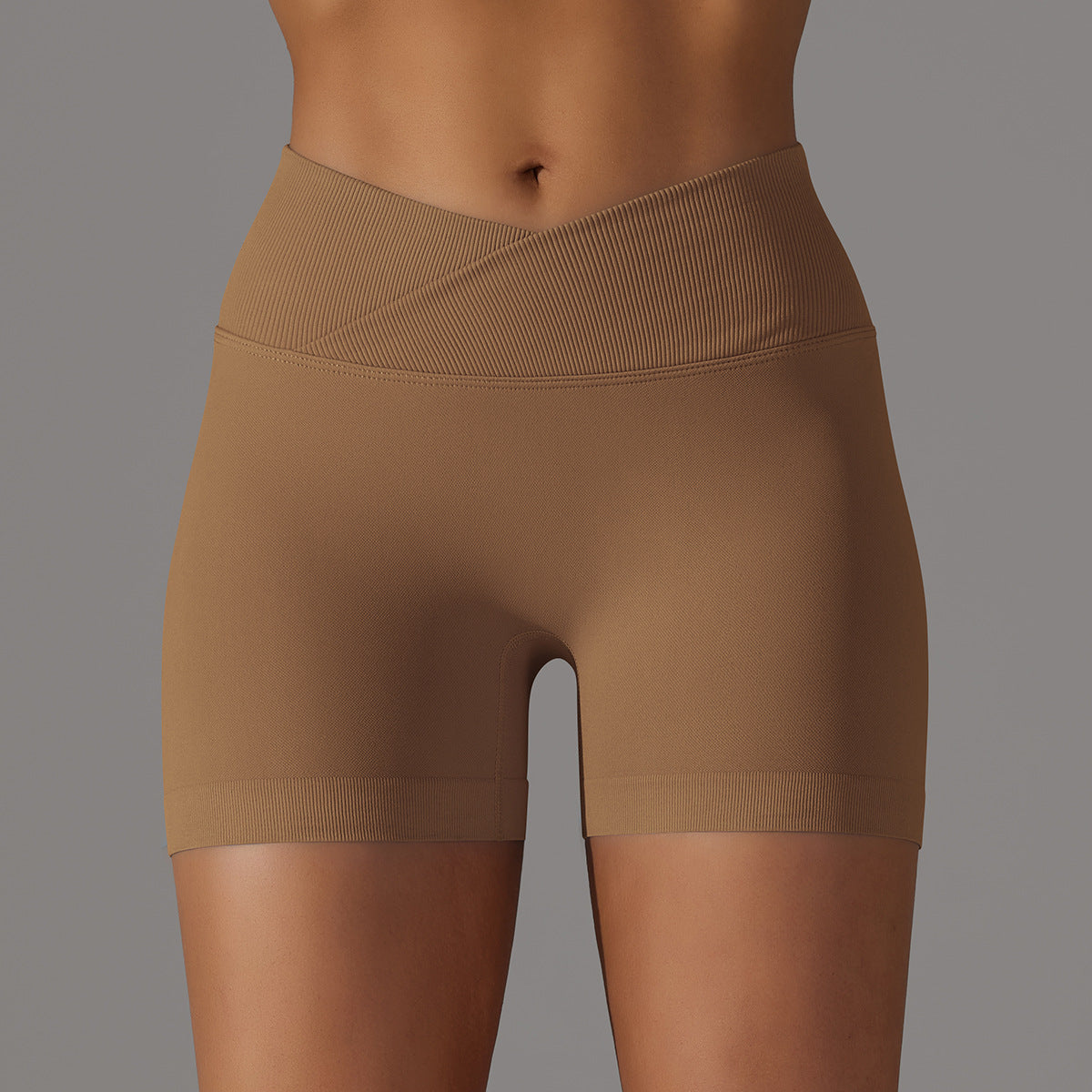 Solid color cross waist peach butt yoga shorts three-quarter pants 15colors