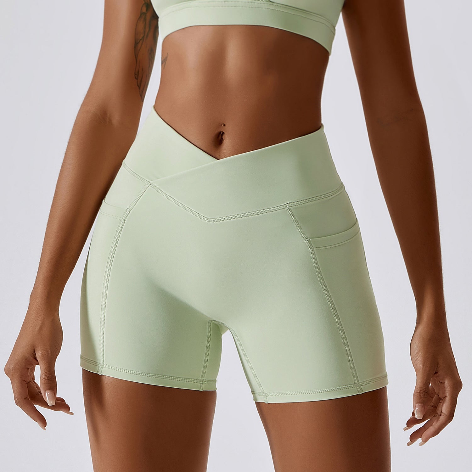 Nude Cross waist tight running  yoga shorts 8001 5colors