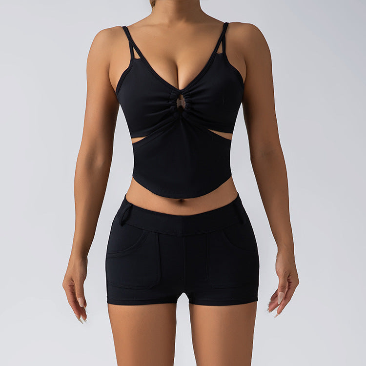 High waist peach butt training running back two-piece set