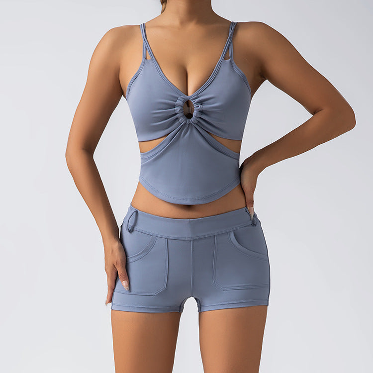 High waist peach butt training running back two-piece set