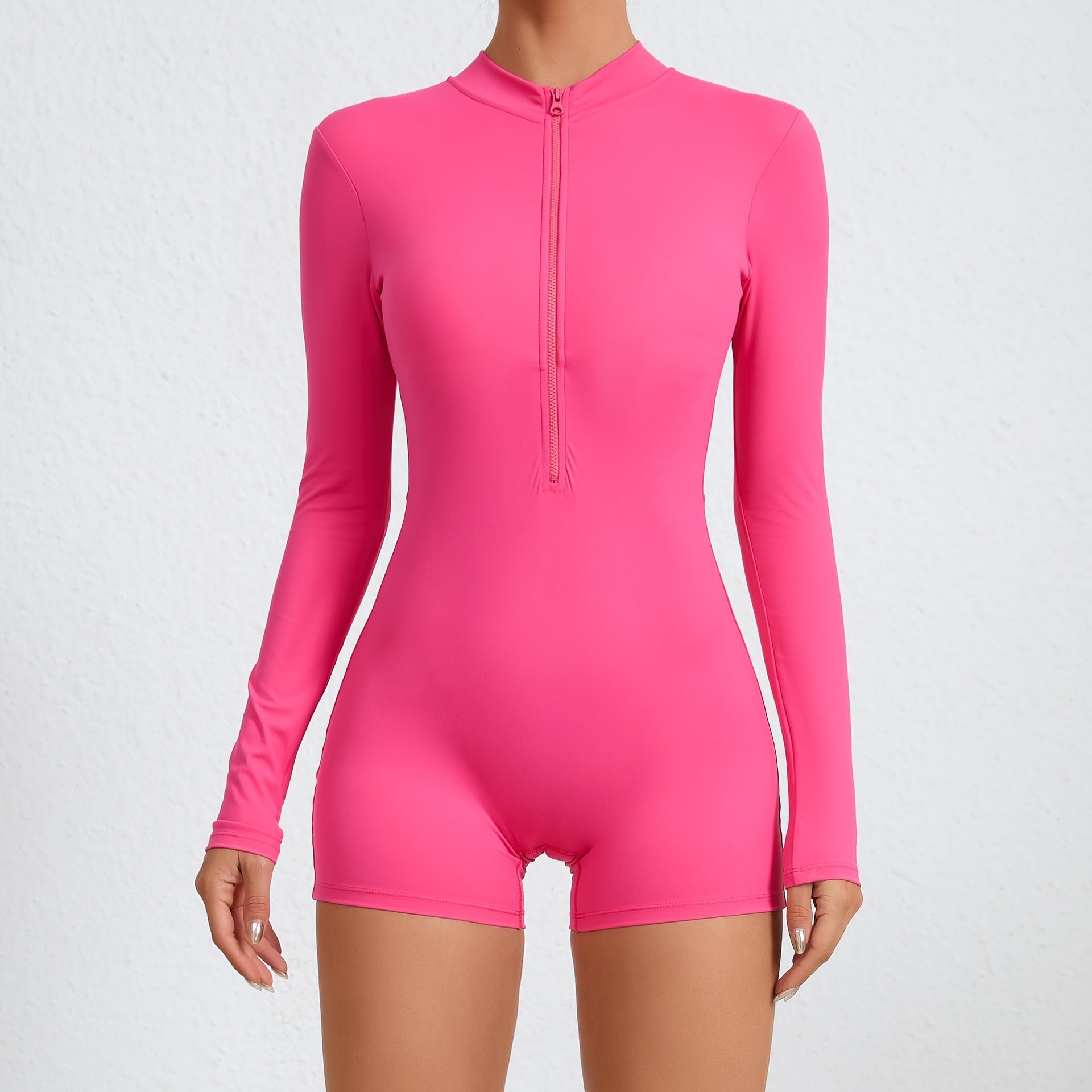 Half-zipper long-sleeved body pants