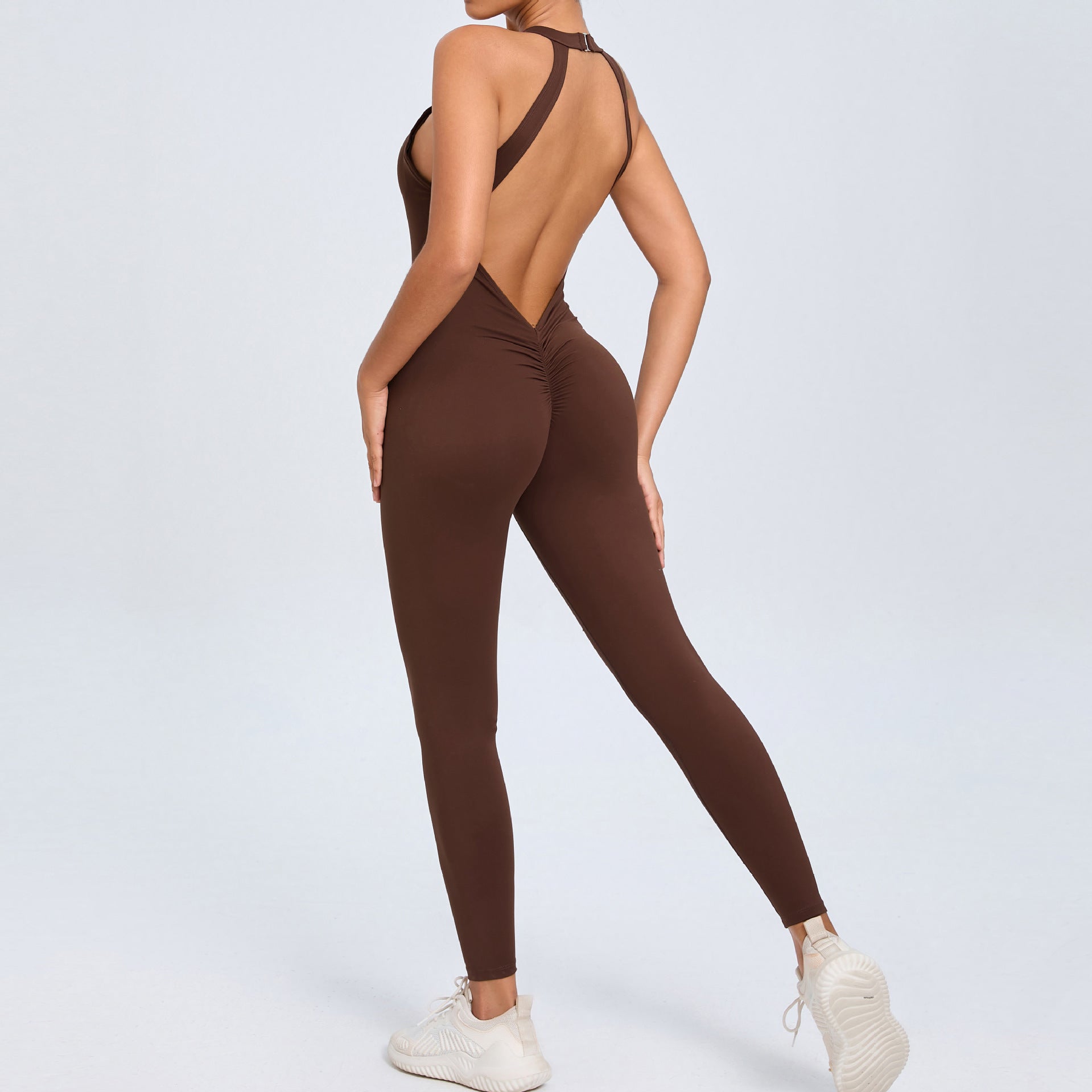 Back clasp women's backless instant dry one-piece fitness jumpsuit