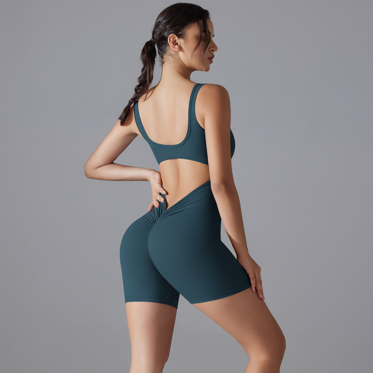 Waist tight shorts one-piece yoga suit