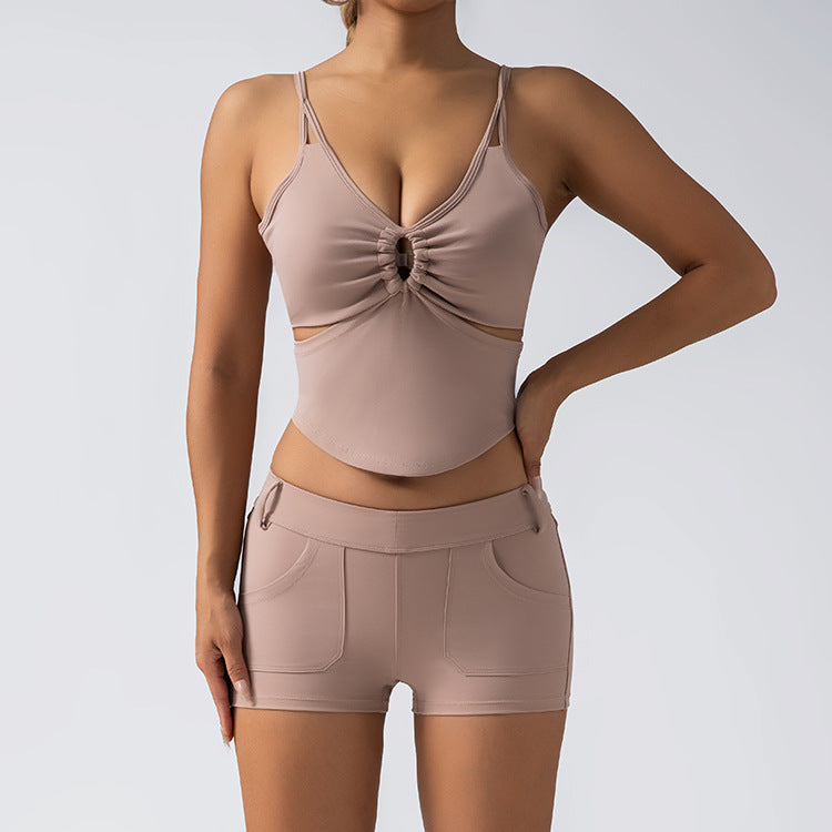 High waist peach butt training running back two-piece set