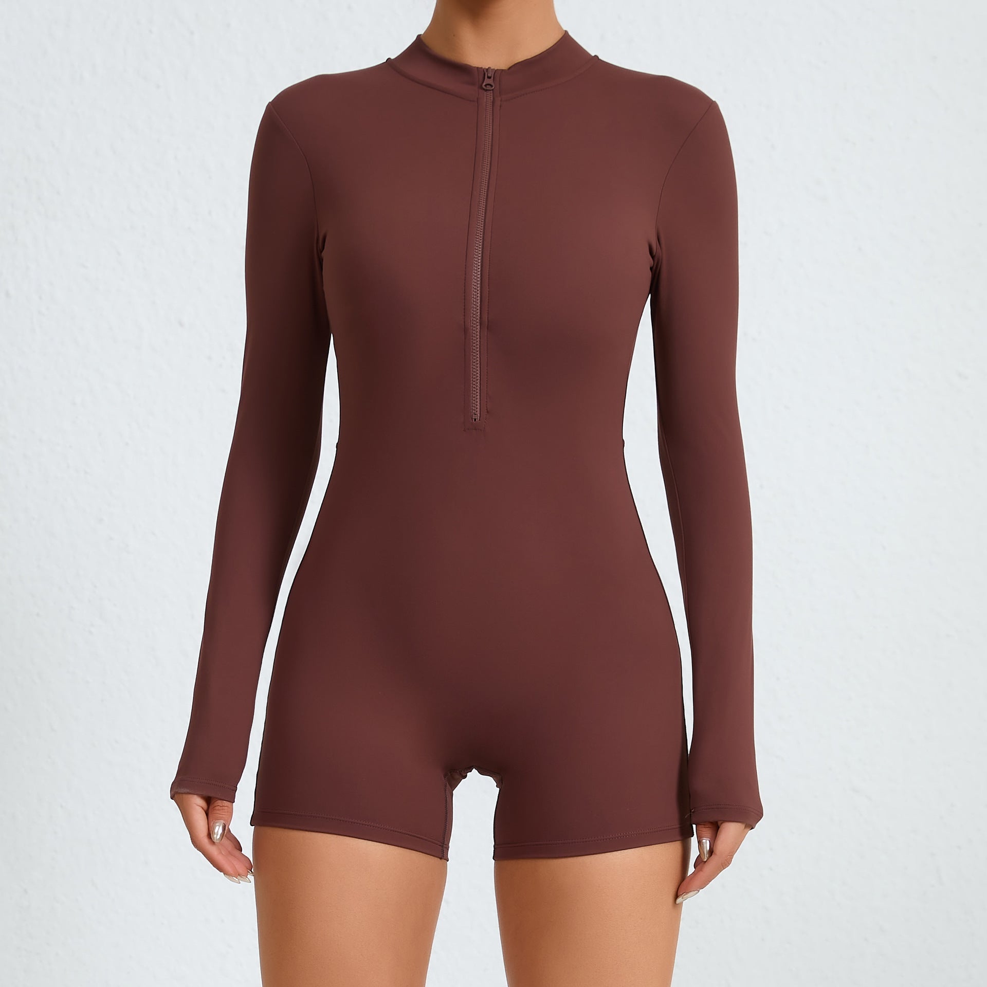 Half-zipper long-sleeved body pants