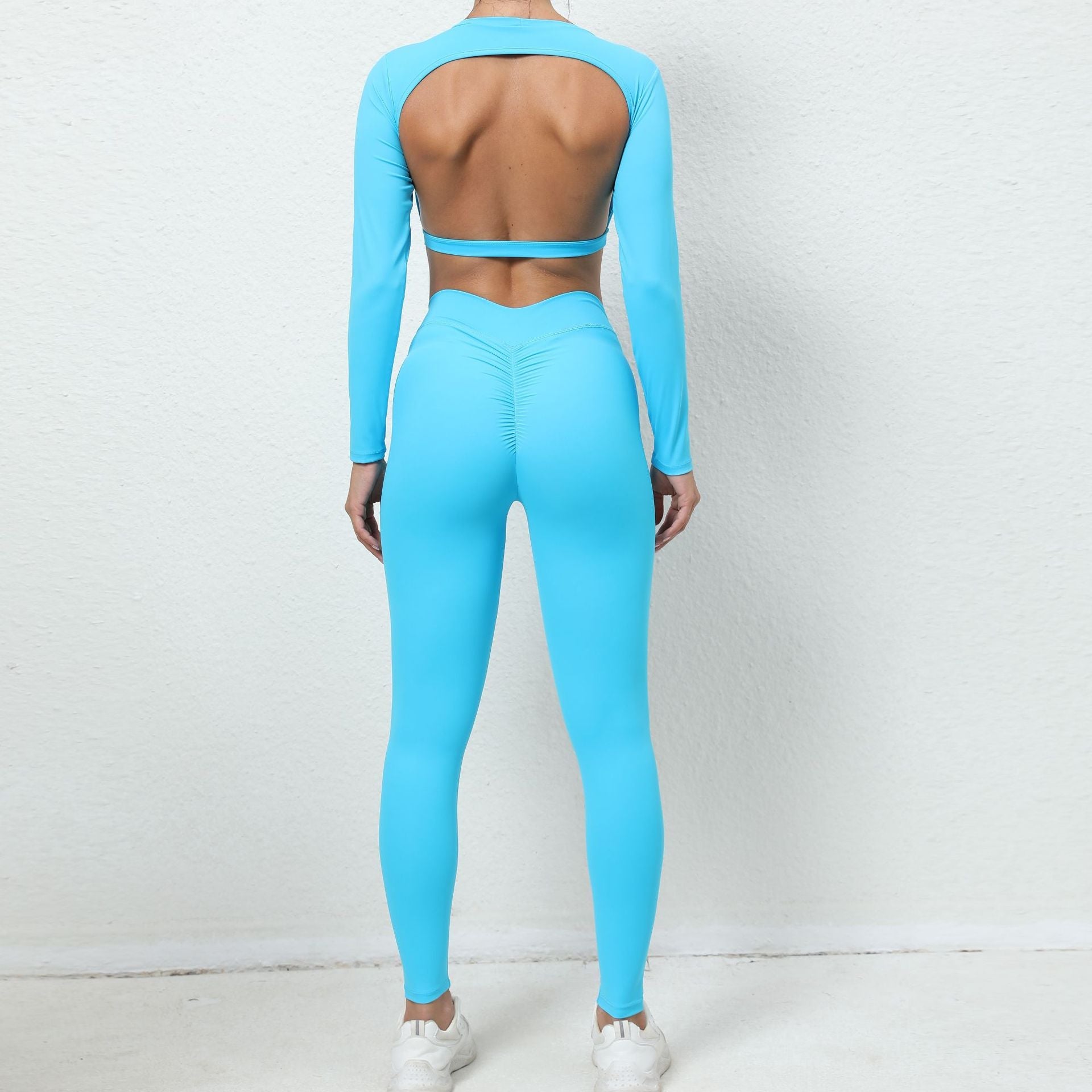 Big backless long-sleeved skintight quick-drying gym suit 5colors