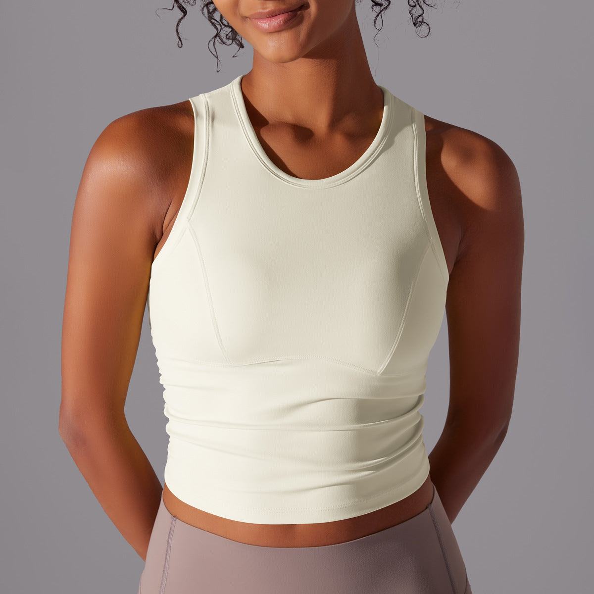 Tight crew neck sports vest  long top for woman(Sports Bra)