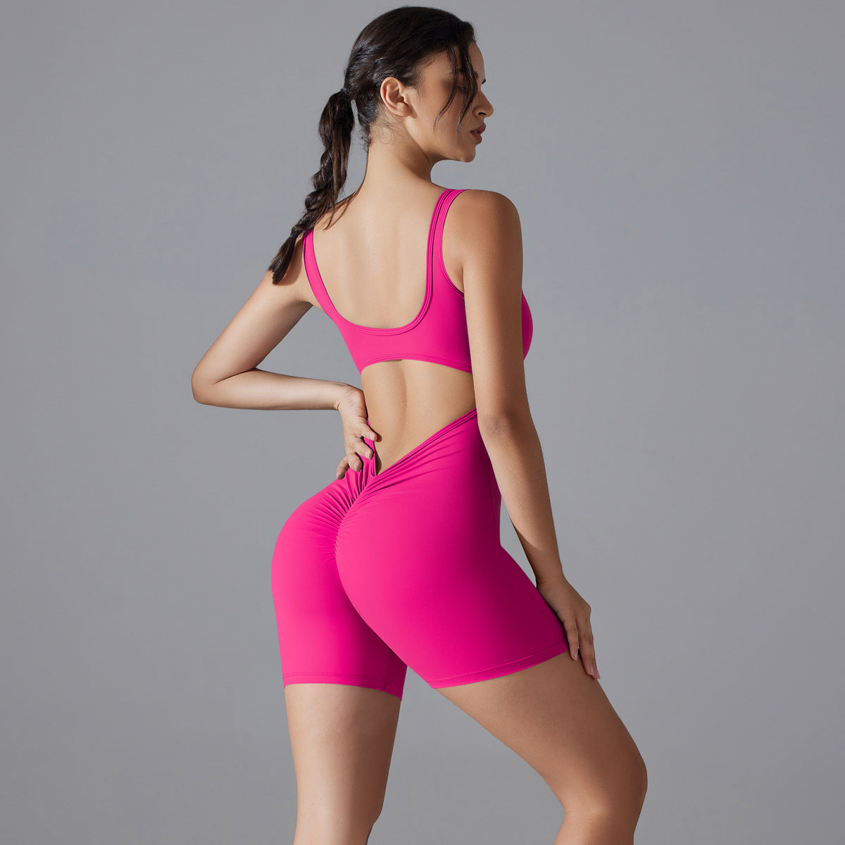 Waist tight shorts one-piece yoga suit