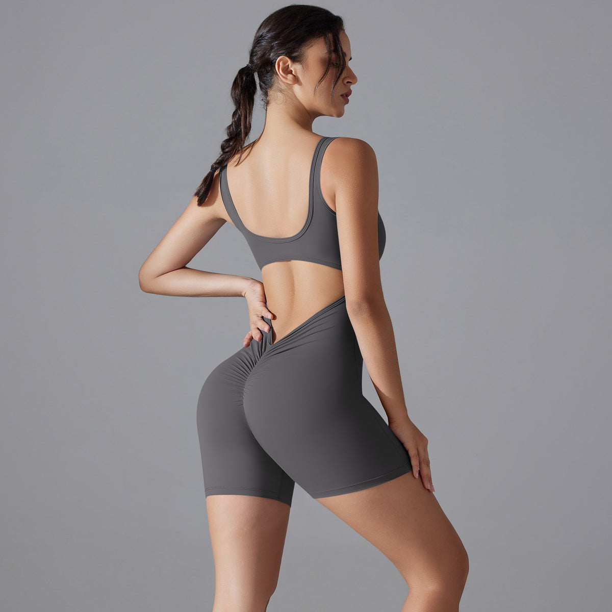 Waist tight shorts one-piece yoga suit