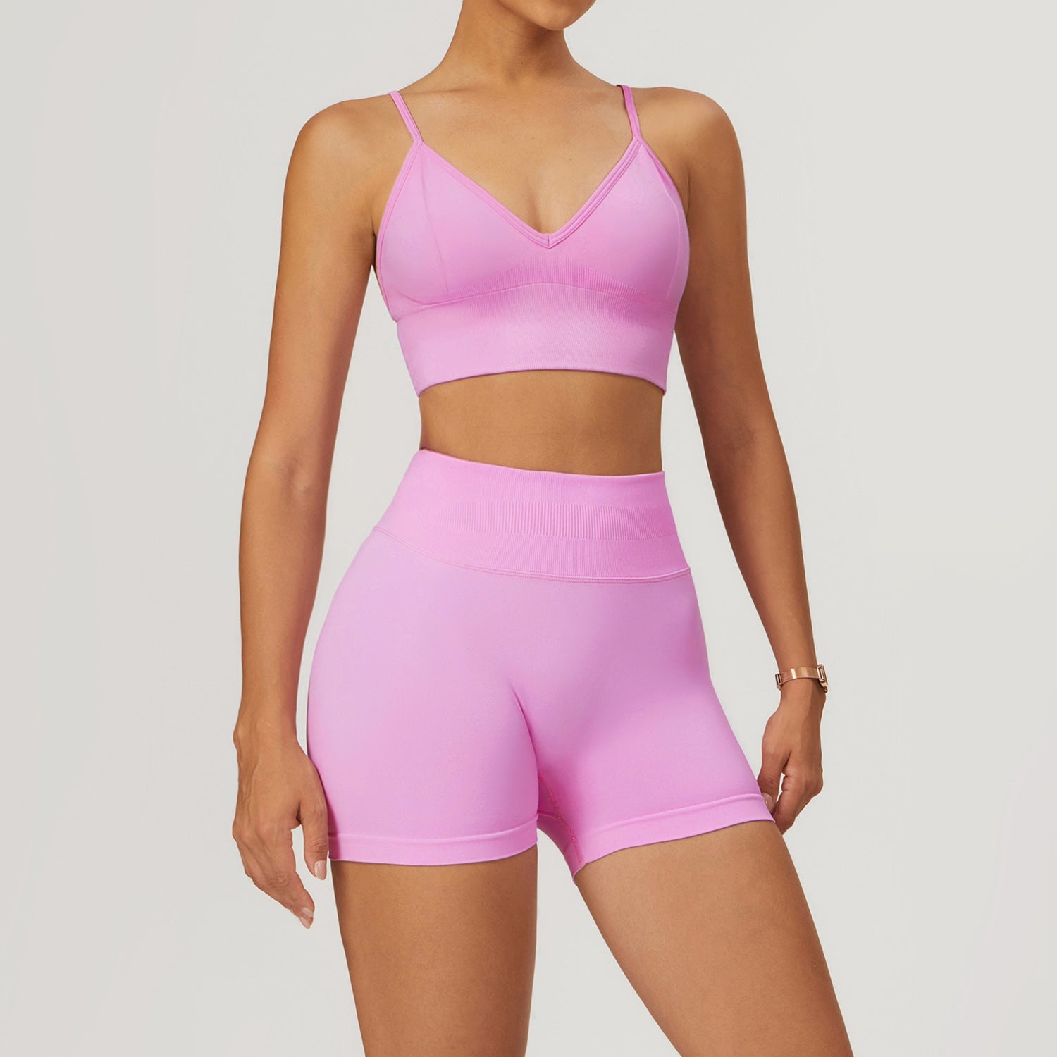 High Waist and Hip Lift Fitness Running Skinny Shorts set 7655