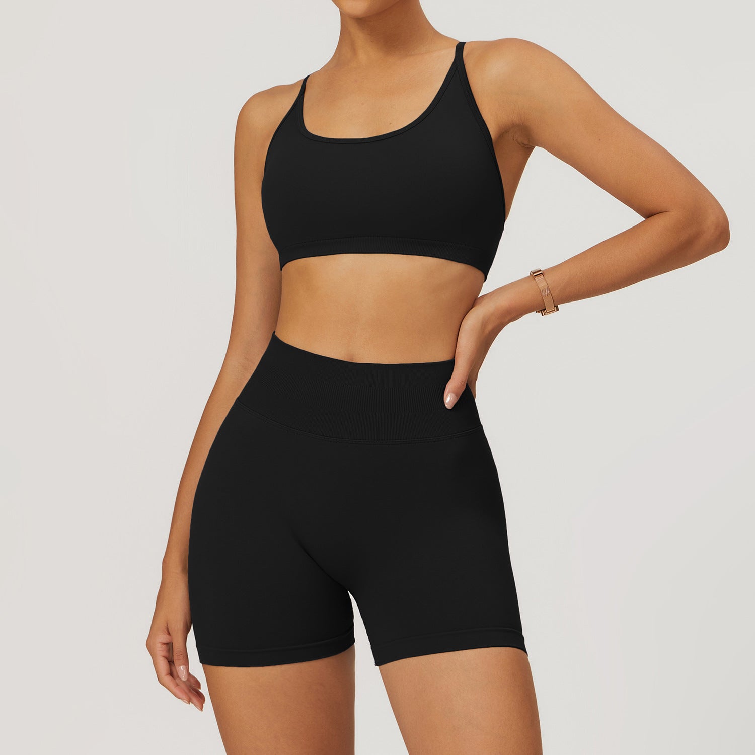 High Waist and Hip Lift Fitness Running Skinny Shorts set 7655